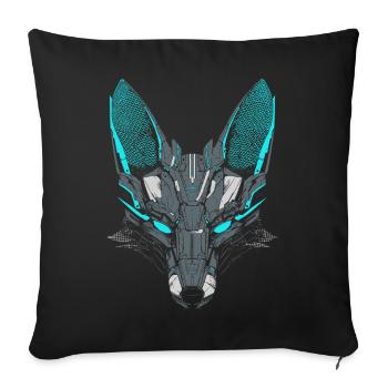 Mecha Fox - Sofa pillowcase 17,3'' x 17,3'' (45 x 45 cm) - black - Front