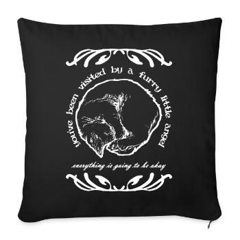 YOU'VE BEEN VISITED BY A FURRY LITTLE ANGEL - Sofa pillowcase 17,3'' x 17,3'' (45 x 45 cm) - black - Front