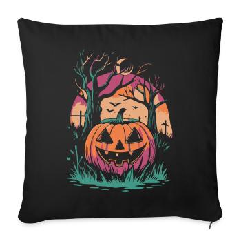 Herbstlicher verzauberter Kürbis - Sofakissenbezug 45 x 45 cm - Schwarz - Vorne