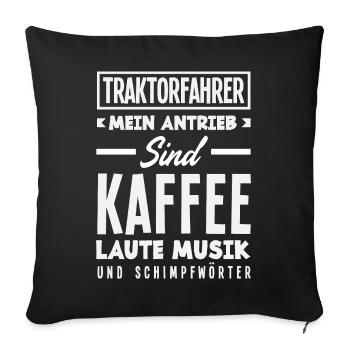 Cadeau drôle de conducteur de tracteur - Housse de coussin décorative 45 x 45 cm - noir - Devant