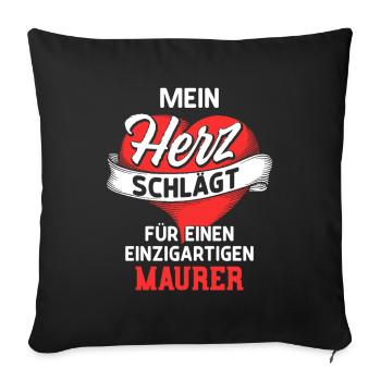 Heart beats for a bricklayer - Sofa pillowcase 17,3'' x 17,3'' (45 x 45 cm) - black - Front
