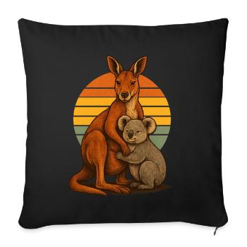 Känguru Koala Australische Freunde - Sofakissenbezug 45 x 45 cm - Schwarz - Vorne