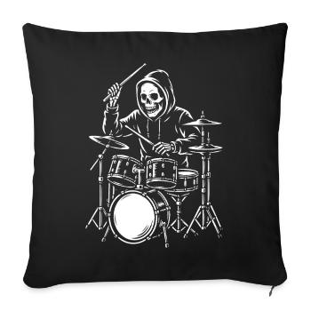 Skeleton Drummer in Hoodie - Sofa pillowcase 17,3'' x 17,3'' (45 x 45 cm) - black - Front