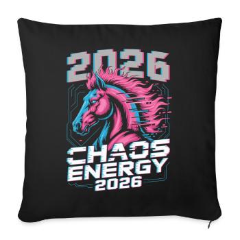 Étalon néon 2026 Énergie du Chaos - Housse de coussin décorative 45 x 45 cm - noir - Devant