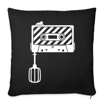 Mixtape vs. Mixer – Cassette musicale rétro DJ - Housse de coussin décorative 45 x 45 cm - noir - Devant