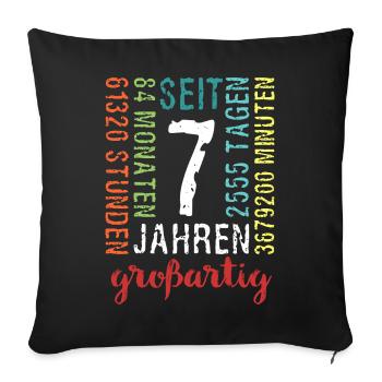 Great for 7 years - birthday seven 7. - Sofa pillowcase 17,3'' x 17,3'' (45 x 45 cm) - black - Front