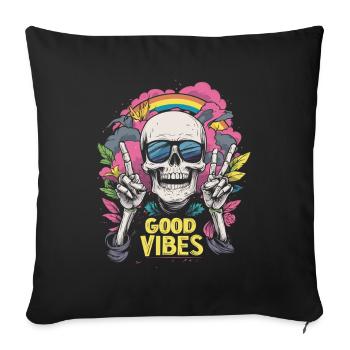 Skull Rainbow - Sofa pillowcase 17,3'' x 17,3'' (45 x 45 cm) - black - Front
