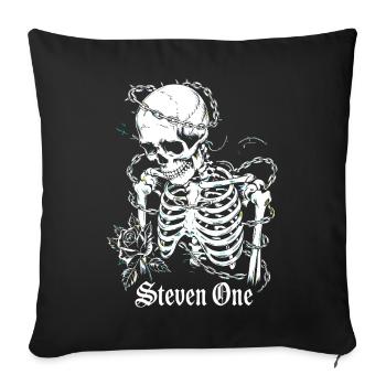 Skeleton with chain and flower - Sofa pillowcase 17,3'' x 17,3'' (45 x 45 cm) - black - Front