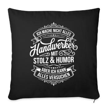 Insigne d’humour d’artisan - Housse de coussin décorative 45 x 45 cm - noir - Devant