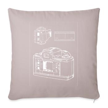 Retro Camera Line Art with Film Strip - Sofa pillowcase 17,3'' x 17,3'' (45 x 45 cm) - light taupe - Front