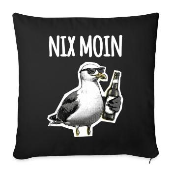 Drôle de dicton : bière mouette du nord de l’Allemagne - Housse de coussin décorative 45 x 45 cm - noir - Devant
