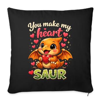 Sweet Baby Pterodactyl – You Make My Heart Saur - Sofa pillowcase 17,3'' x 17,3'' (45 x 45 cm) - black - Front