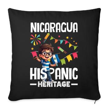 Fierté et Foyer du drapeau du Nicaragua - Housse de coussin décorative 45 x 45 cm - noir - Devant