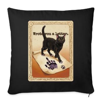 Je t’ai écrit une lettre, chat - Housse de coussin décorative 45 x 45 cm - noir - Devant