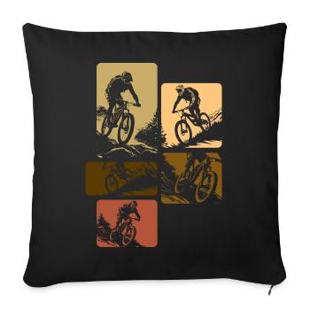 VTT Rétro Descente Vélo Vintage - Housse de coussin décorative 45 x 45 cm - noir - Devant