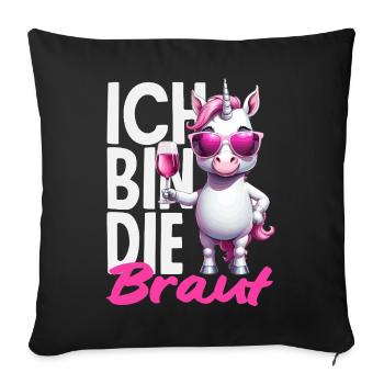 Je suis la mariée célibataire Licorne Vin de la douche nuptiale - Housse de coussin décorative 45 x 45 cm - noir - Devant