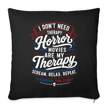Conception de la soirée cinéma de thérapie horrifique - Housse de coussin décorative 45 x 45 cm - noir - Devant