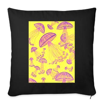 Méduse psychédélique jaune violet - Housse de coussin décorative 45 x 45 cm - noir - Devant