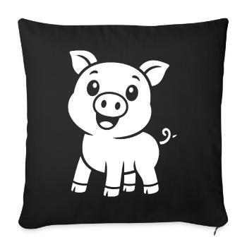 Motif mignon de silhouette de cochon animal - Housse de coussin décorative 45 x 45 cm - noir - Devant