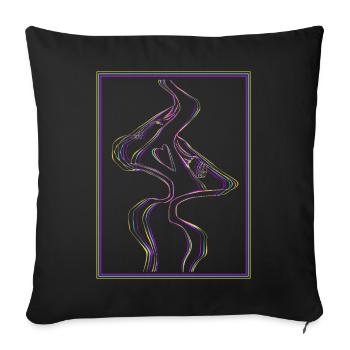 Kissing mouths in rainbow frame - Sofa pillowcase 17,3'' x 17,3'' (45 x 45 cm) - black - Front