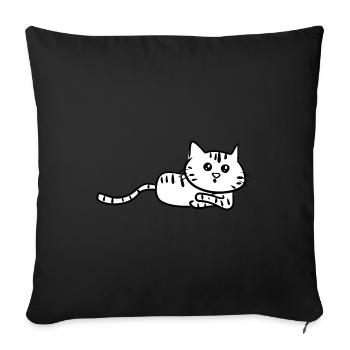 cat lying curious sweet animal - Sofa pillowcase 17,3'' x 17,3'' (45 x 45 cm) - black - Front