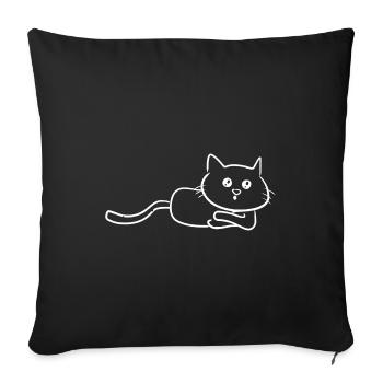 Cat cartoon cute lying - Sofa pillowcase 17,3'' x 17,3'' (45 x 45 cm) - black - Front