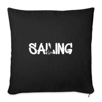 sailing mit segelschiff - Sofakissenbezug 45 x 45 cm - Schwarz - Vorne