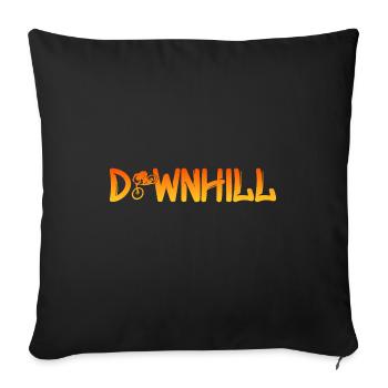Downhill mit Biker - Sofakissenbezug 45 x 45 cm - Schwarz - Vorne