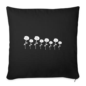plantes à fleurs plantes fleurs rose icône ligne - Housse de coussin décorative 45 x 45 cm - noir - Devant