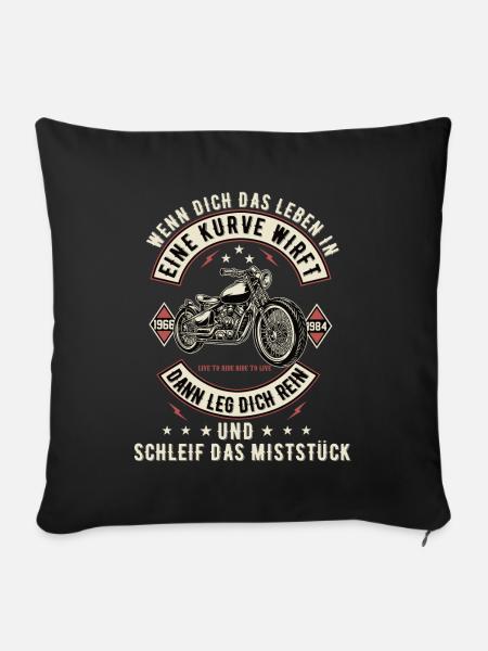 Motorrad Biker Motorradfahrer bike Rocker Rentner - Sofakissenbezug 45 x 45 cm - Schwarz