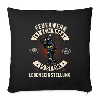 Feuerwehr Feuerwehrmann Freiwillige Feuerwehr 112 - Sofakissenbezug 45 x 45 cm - Schwarz - Vorne