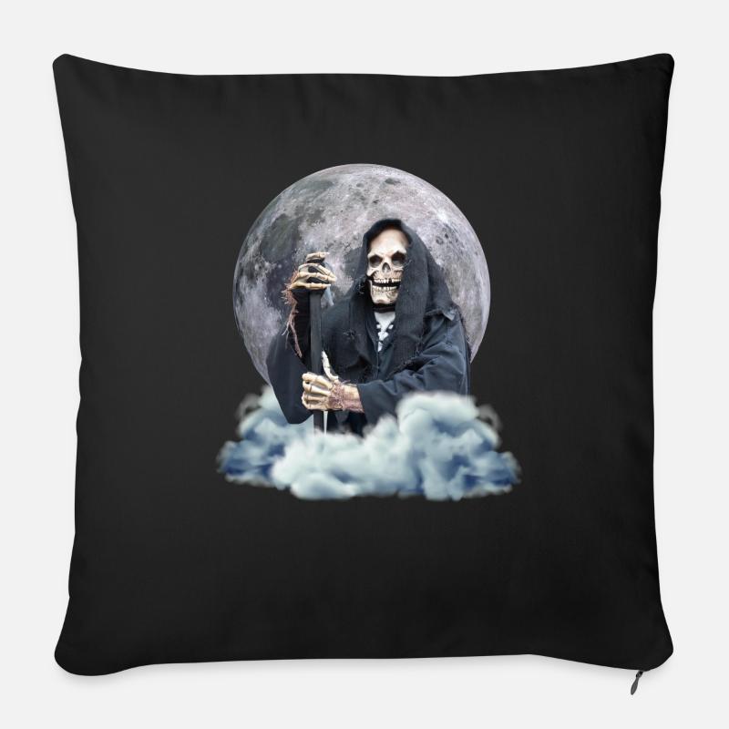 Totenkopf Sensenmann - Sofakissenbezug 45 x 45 cm - Schwarz