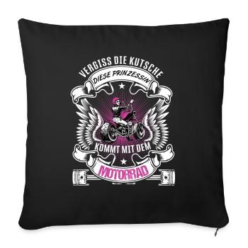 Motorrad Motorradfahrerin Frauenpower Bikerbraut - Sofakissenbezug 45 x 45 cm - Schwarz - Vorne