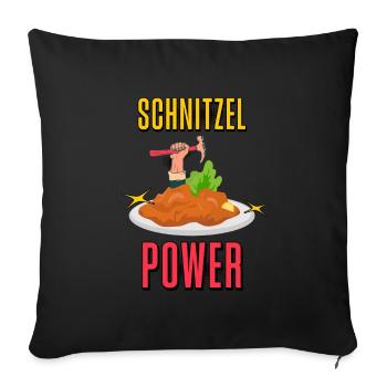 Schnitzel Power, Schnitzel Kraft - Sofakissenbezug 45 x 45 cm - Schwarz - Vorne
