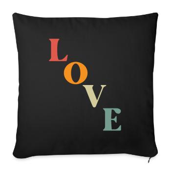 LOVE Love Simple Positive Vintage Design - Sofa pillowcase 17,3'' x 17,3'' (45 x 45 cm) - black - Front