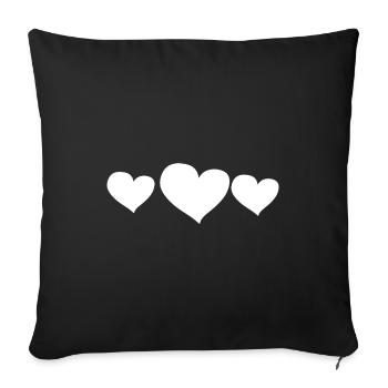 Coeur Trois Coeurs Symbole Amour - Housse de coussin décorative 45 x 45 cm - noir - Devant