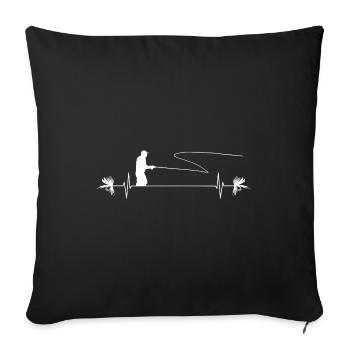 Fisherman fishing passion heartbeat - Sofa pillowcase 17,3'' x 17,3'' (45 x 45 cm) - black - Front