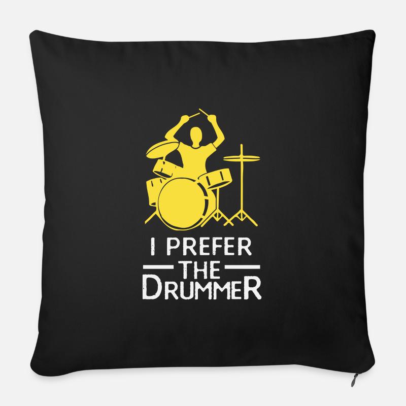 Je préfère la musique de percussion BATTEUR Instument - Housse de coussin décorative 45 x 45 cm - noir