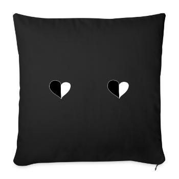 Heart Two Hearts Symbol Two Parts Love Pattern - Sofa pillowcase 17,3'' x 17,3'' (45 x 45 cm) - black - Front