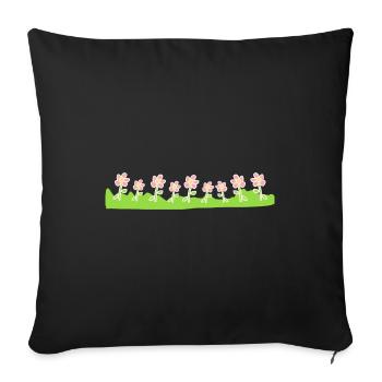Grass Line Symbol Shape Flowers Flower - Sofa pillowcase 17,3'' x 17,3'' (45 x 45 cm) - black - Front
