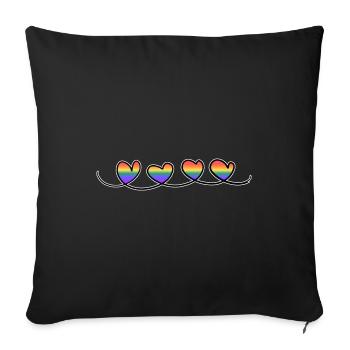 hearts rainbow colorful lgbt line - Sofa pillowcase 17,3'' x 17,3'' (45 x 45 cm) - black - Front