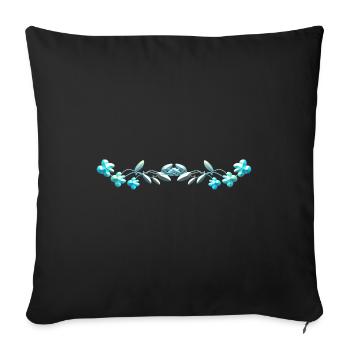 ligne fleurs bleues - Housse de coussin décorative 45 x 45 cm - noir - Devant
