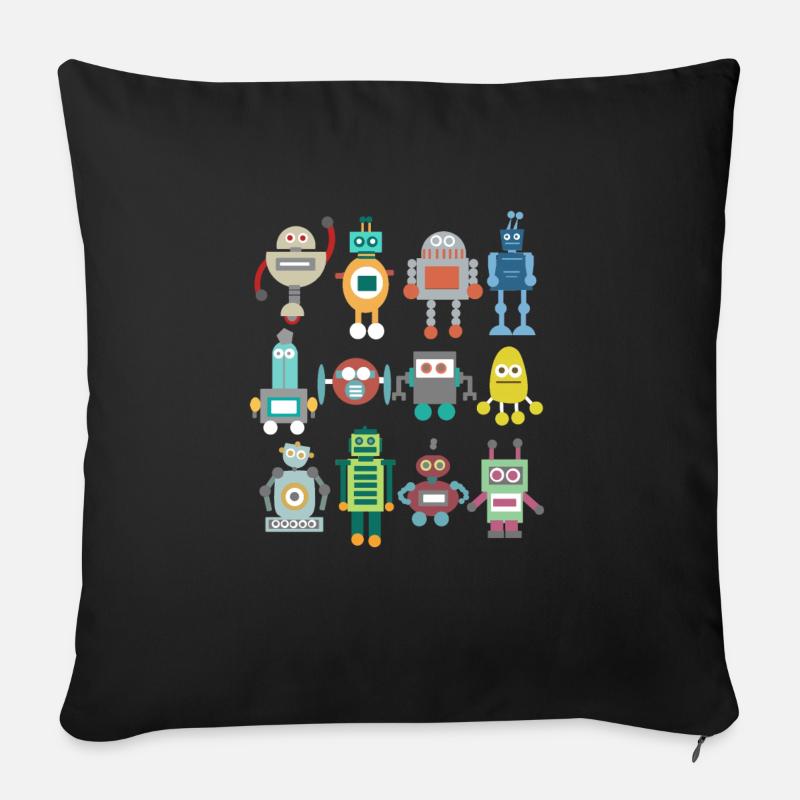 Roboter Retro - Sofakissenbezug 45 x 45 cm - Schwarz