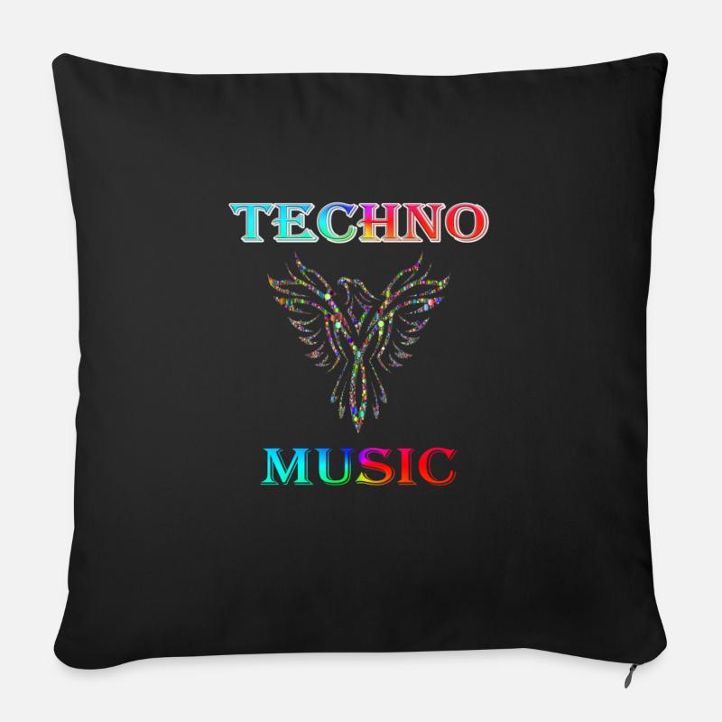 Musique techno - Housse de coussin décorative 45 x 45 cm - noir