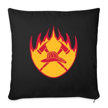 Logo de feu flamme casque 2 axes - Housse de coussin décorative 45 x 45 cm - noir - Devant