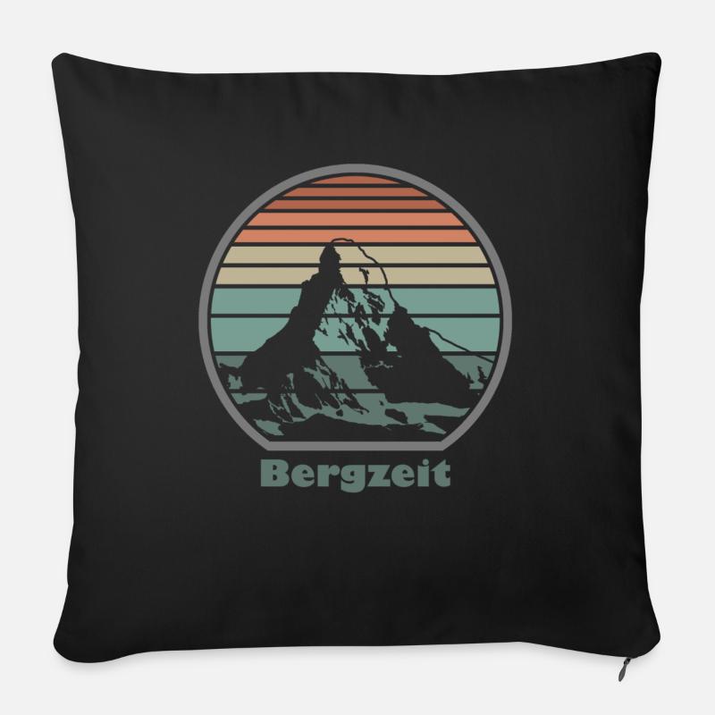 Bergzeit Retro - Sofakissenbezug 45 x 45 cm - Schwarz