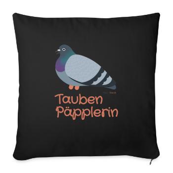 Taube päppeln - Pigeon Heros - Sofakissenbezug 45 x 45 cm - Schwarz - Vorne