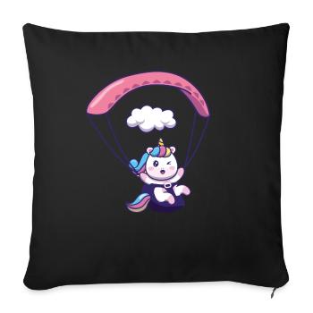 Einhorn Paragleiter Gleitschirmfliegen - Sofakissenbezug 45 x 45 cm - Schwarz - Vorne