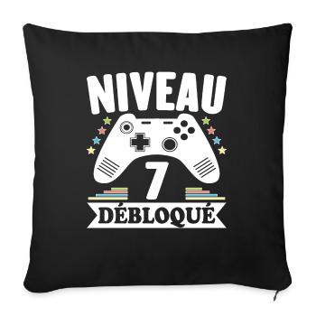 Niveau 7 Ans Débloqué Enfin Adulte Cadeau - Housse de coussin décorative 45 x 45 cm - noir - Devant