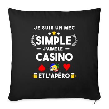 casino et apéro humour cadeau - Housse de coussin décorative 45 x 45 cm - noir - Devant